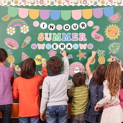 Summer Bulletin Board Decorations 126Pcs, in Our Summer Era Cutouts Border Tr…
