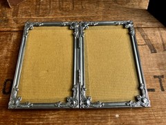 Vintage lot of 5 various silver and leather empty picture frames.