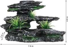 Aquarium Rock Cave Ornament Mountain View Stone Tree Landscape, Large Fish Tank