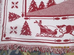Fieldcrest Christmas Lap Blanket 50×60 Fringed Ends 100% Cotton