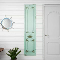 18 In. X 78 In. Wood Green Antique Door Scroll Wall Decor