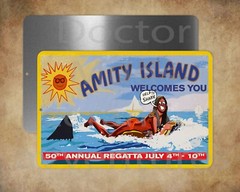 JAWS Amity Welcomes You Billboard Hooper Brody shark 8″ x 12″ metal sign