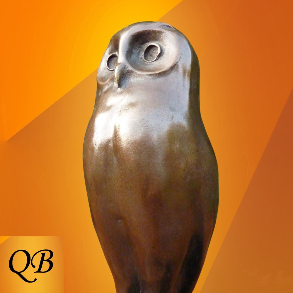 ART DECO BRONZE STATUE 1920’S STYLISED LITTLE OWL FIGURINE SCULPTURE BIRD FIGURE