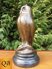 ART DECO BRONZE STATUE 1920’S STYLISED LITTLE OWL FIGURINE SCULPTURE BIRD FIGURE