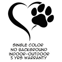 Heart Paw Sticker Vinyl Decal – Dog Cat Pet Puppy Love Wall Decor Car Window