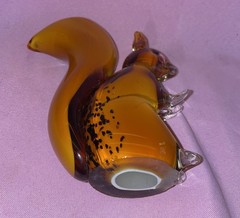Murano Style Art 7″ Amber Glass Squirrel Figurine Paperweight Blown Glass