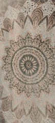 Mandala Bohemian Tapestry wall hanging Beige pink White Vertical 35inx29in