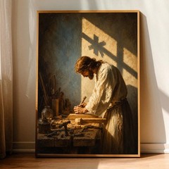 Jesus the Carpenter Canvas Print Christian Religious Wall Art Home Decor
