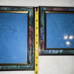 Set of 2 VTG 5×7 Floral Border Multicolor Photo Frames Gold/Black Trim 80s/90s