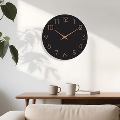 Wall Clock 8 Inch Black Battery Operated Silent Non Ticking Simple Minimalist…