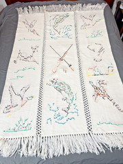 VTG Outdoors Wildlife Afghan Granny Throw Blanket Hunting Fishing Fish Deer Duck
