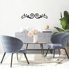 2PC Black Wrought Iron Horizontal Scroll Wall Medallion for Home