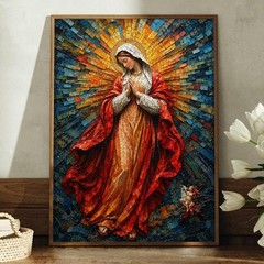 Virgin Mary Mosaic Canvas Print Catholic Christian Religious Wall Art Decor