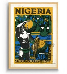 African Man Poster Nigerian Black Art Afrocentric Ethnic Fishing Wall Decor