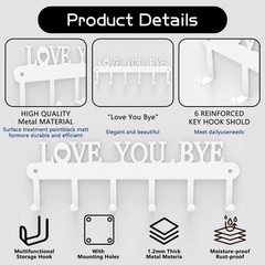 Key Holder for Wall – ‘Love You Bye’ Key Hooks,Key Holder Wall Mount Self Adh…