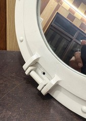 White Nautical Porthole Mirror 12in Aluminum Maritime Ship Window Wall Decor