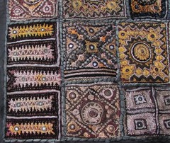 Kutchi Indian Embroidered Patchwork Wall Hanging 24″ Square Black Vintage