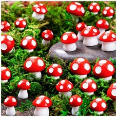 60pcs Mini Resin Mushrooms Tiny Fairy Garden Micro Landscape Craft Decorations