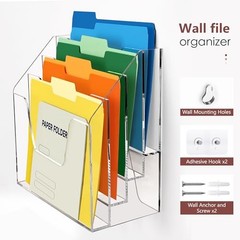 Acrylic Desk File Mail Organizer Wall Mounted, 4-Tier Hanging File 4 Tier