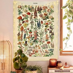 Vintage Flowers Tapestry 48”x36”, Long Vertical 48″L x 36″W,