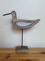 Coastal Shore Bird Wood Sculpture on Stand Rustic Beach Decor Heron Sandpiper