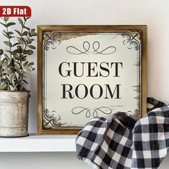 Farmhouse Vintage Guest Room Wooden Sign Ornate Border Bedroom Wall Art Gift