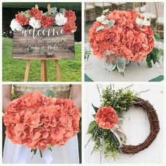 Realistic 65pcs Burnt Orange Artificial Hydrangeas with Stems for All Occasions