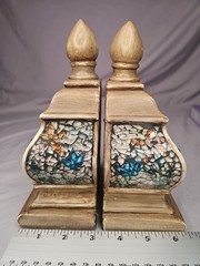 Antique Style Floral Bookends 7.5″ tall 2 Lbs (1 lb each) MOSIAC STYLE FLORAL