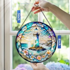 Lighthouse Stained Glass Sun Catcher – Unique Decor Gift for All Occasions