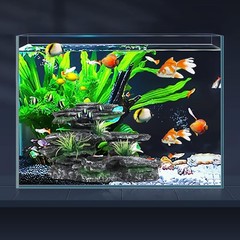 Aquarium Rock Cave Ornament Mountain View Stone Tree Landscape, Large Fish Tank