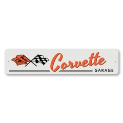 Corvette Garage Sign Personalized Chevy Man Cave Aluminum Custom Decor Sign