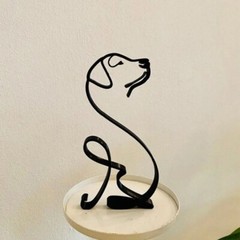Metal Cat Dog Statue Modern Abstract Art Sculpture Ornaments Home Office Decor