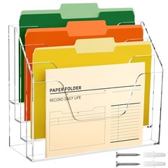 Acrylic Desk File Mail Organizer Wall Mounted, 4-Tier Hanging File 4 Tier