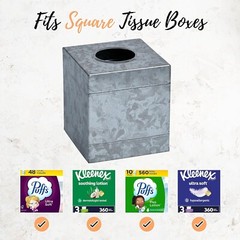 Autumn Alley Square Rustic Tissue Box Cover – Galvanized Bathroom Accessories