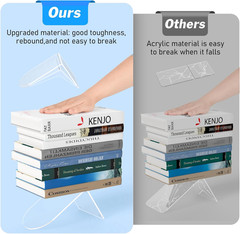 4 Pcs Acrylic Bookends, Clear Book Ends for Heavy Books, Bookend Holders for She