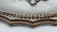 Vintage Style Oval Wall Plaque Faux Silver Acanthus Scroll Beaded 17”