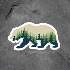 Bear sticker vinyl decal forest wildlife trees outdoor nature adventure