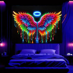 Blacklight Tapestry Angel Wings Glow in the Dark Poster 78X59 Inch
