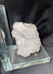 Stone White Quartz Glass Mounted Bookends Heavy Geode Beautiful 6in x 10in