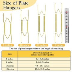 24 Pack Invisible Plate Hangers for Wall Display, 6-12 Inch Stainless Steel Hold