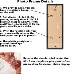 12X36 Picture Frame with 10X30 Mat Set of 4, Display Photo 10X30 with Mat or 12