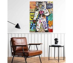 Cool Moon Astronaut Banksy Graffiti Street Art Canvas Print Wall Art