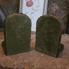 Vintage Bronze Horse Head Bookends Western Star Equestrian Decor Set of 2