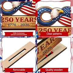 8 Inch 250 Years Anniversary Table Decorations 250th Years Wooden Sign American