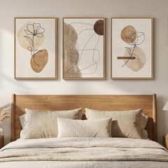 Boho Abstract Wall Art Set – 3 Piece Minimalist Floral Canvas Decor 16×24 In