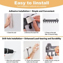 2-Pack Premium Iron Key Holder for Wall – Dual Installation: Wall Mount & Adh…