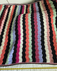 Vtg Handmade Crochet Chevron Zig Zag Throw Blanket Afghan 61″x54″ Colorful