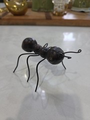 Cast Iron Ant sculptures 5″ Long Metal Wire Legs Black Figures