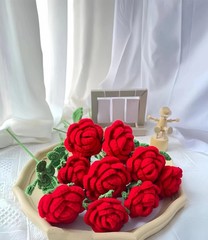 Crochet Flowers, DIY Crochet Flower Bouquet, Finished Handmade Flowers, Artifici