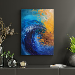 Blue Abstract Wave Wall Art Print | Modern Ocean Canvas & Fine Art